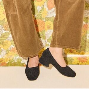 Elegant Black Suede Woven Women's block heel - JAYLA by Freda Salvador